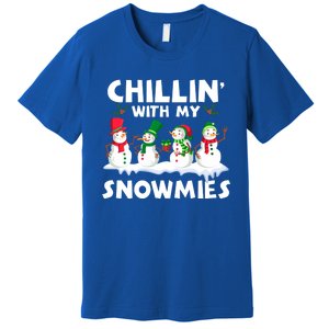 Chillin With My Snowmies Funny Snow Pajamas For Family Cute Gift Premium T-Shirt