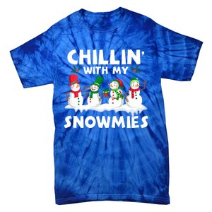 Chillin With My Snowmies Funny Snow Pajamas For Family Cute Gift Tie-Dye T-Shirt