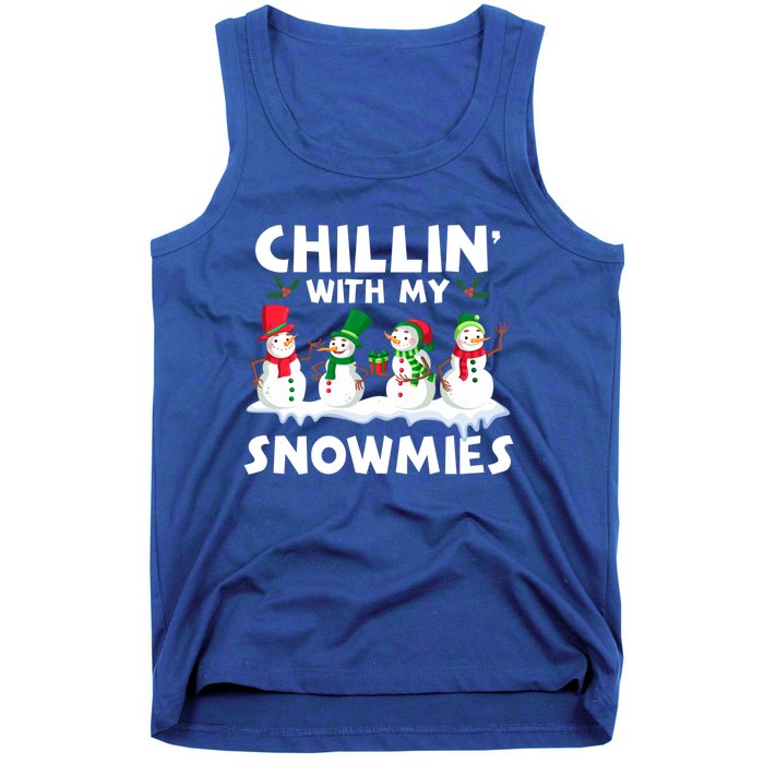 Chillin With My Snowmies Funny Snow Pajamas For Family Cute Gift Tank Top