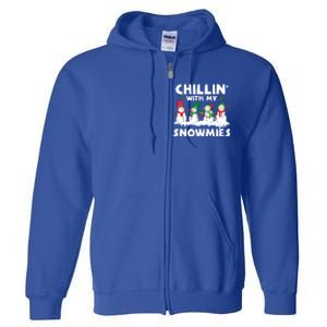 Chillin With My Snowmies Funny Snow Pajamas For Family Cute Gift Full Zip Hoodie