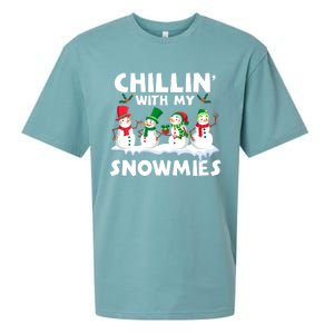 Chillin With My Snowmies Funny Snow Pajamas For Family Cute Gift Sueded Cloud Jersey T-Shirt