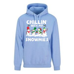 Chillin With My Snowmies Funny Snow Pajamas For Family Cute Gift Unisex Surf Hoodie