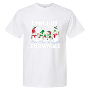 Chillin With My Snowmies Funny Snow Pajamas For Family Cute Gift Garment-Dyed Heavyweight T-Shirt