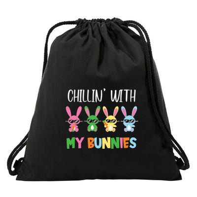 Chillin' With My Bunnies Family Easter Day Gift Peeps Drawstring Bag