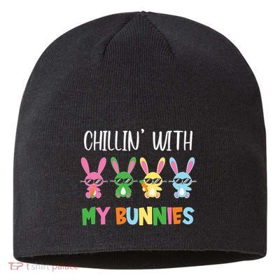 Chillin' With My Bunnies Family Easter Day Gift Peeps Sustainable Beanie