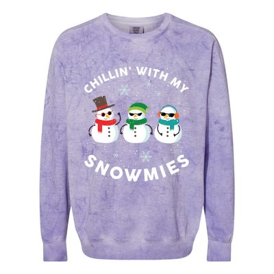 Chillin With My Snowmies Cute Snowman Ugly Christmas Colorblast Crewneck Sweatshirt