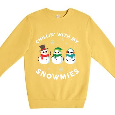 Chillin With My Snowmies Cute Snowman Ugly Christmas Premium Crewneck Sweatshirt