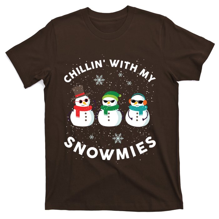 Chillin With My Snowmies Cute Snowman Ugly Christmas T-Shirt