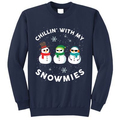 Chillin With My Snowmies Cute Snowman Ugly Christmas Sweatshirt