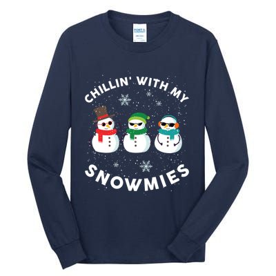 Chillin With My Snowmies Cute Snowman Ugly Christmas Tall Long Sleeve T-Shirt