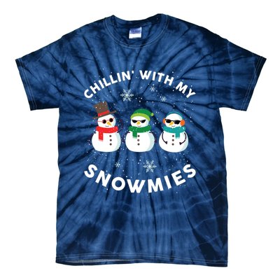 Chillin With My Snowmies Cute Snowman Ugly Christmas Tie-Dye T-Shirt