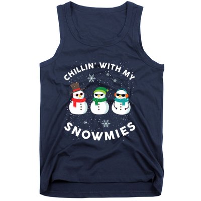 Chillin With My Snowmies Cute Snowman Ugly Christmas Tank Top