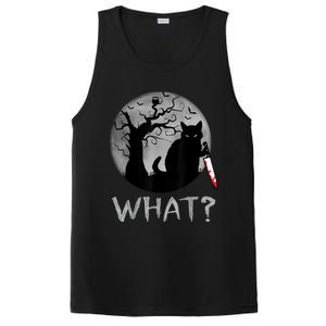 Cat What? Murderous Black Cat With Knife Halloween Costume PosiCharge Competitor Tank