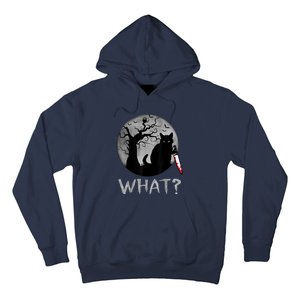 Cat What? Murderous Black Cat With Knife Halloween Costume Hoodie