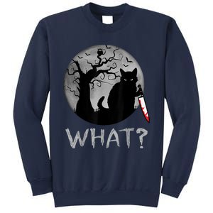 Cat What? Murderous Black Cat With Knife Halloween Costume Sweatshirt