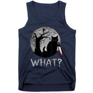 Cat What? Murderous Black Cat With Knife Halloween Costume Tank Top