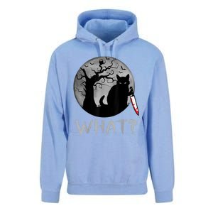 Cat What? Murderous Black Cat With Knife Halloween Costume Unisex Surf Hoodie