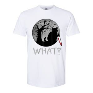 Cat What? Murderous Black Cat With Knife Halloween Costume Softstyle® CVC T-Shirt