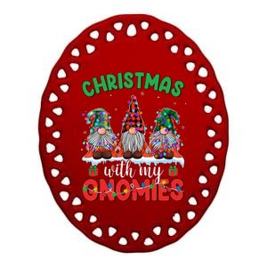 Christmas With My Gnomies Family Matching Xmas Pajamas Ceramic Oval Ornament