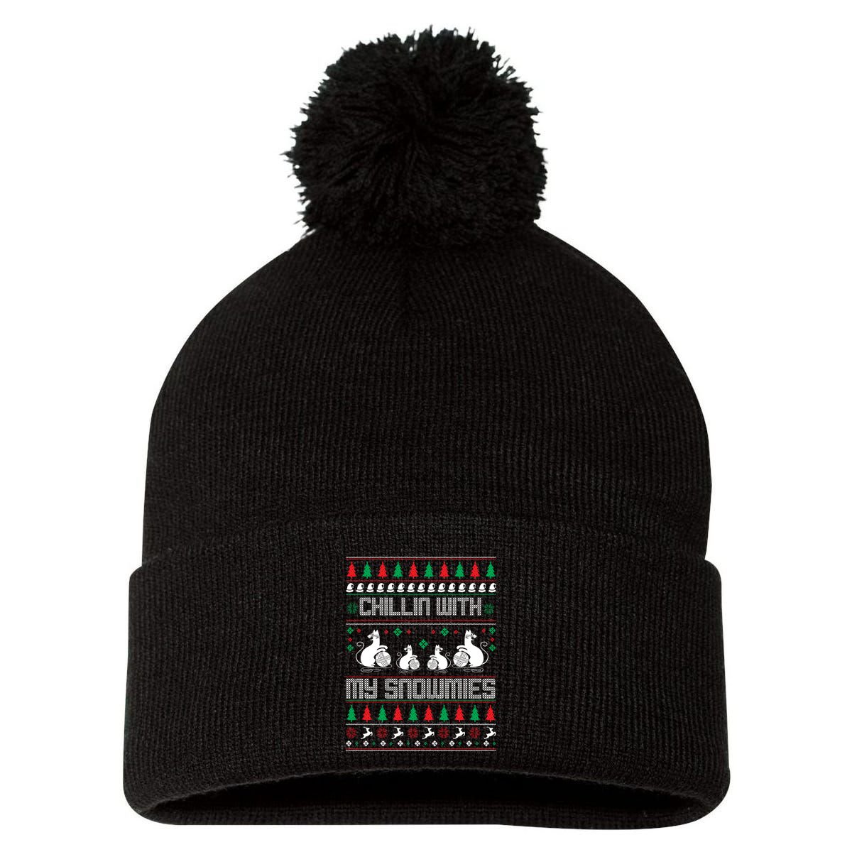 Chillin With My Snowmies Pom Pom 12in Knit Beanie