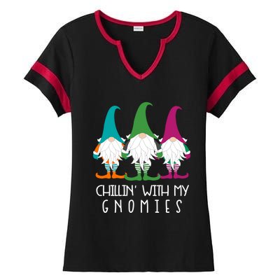 Chillin With My Gnomies Garden Gnome Lawn Care Christmas Gift Ladies Halftime Notch Neck Tee