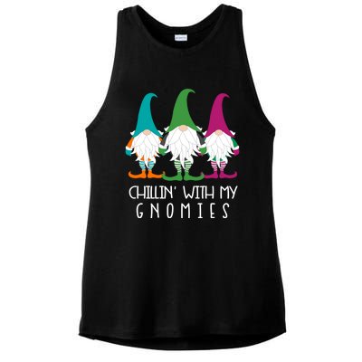 Chillin With My Gnomies Garden Gnome Lawn Care Christmas Gift Ladies PosiCharge Tri-Blend Wicking Tank