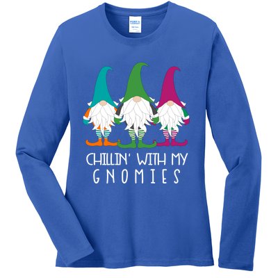 Chillin With My Gnomies Garden Gnome Lawn Care Christmas Gift Ladies Long Sleeve Shirt