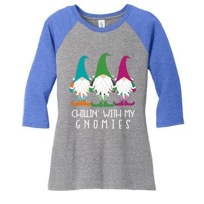 Chillin With My Gnomies Garden Gnome Lawn Care Christmas Gift Women's Tri-Blend 3/4-Sleeve Raglan Shirt