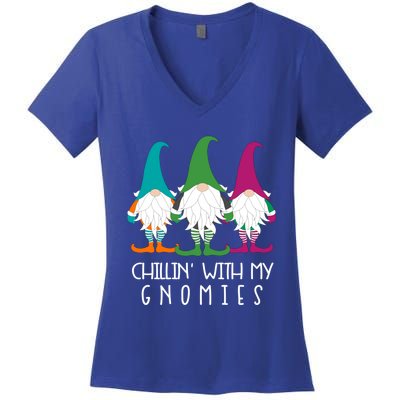 Chillin With My Gnomies Garden Gnome Lawn Care Christmas Gift Women's V-Neck T-Shirt