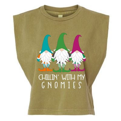 Chillin With My Gnomies Garden Gnome Lawn Care Christmas Gift Garment-Dyed Women's Muscle Tee