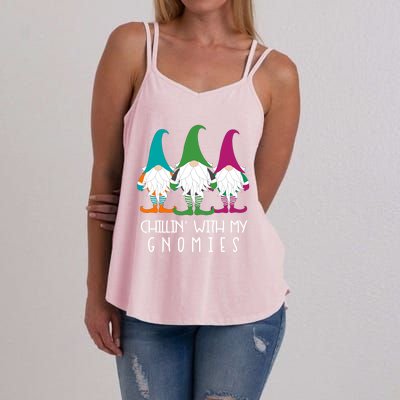 Chillin With My Gnomies Garden Gnome Lawn Care Christmas Gift Women's Strappy Tank