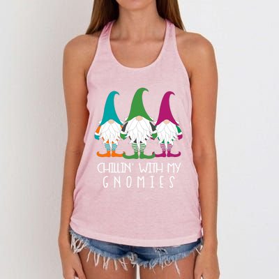 Chillin With My Gnomies Garden Gnome Lawn Care Christmas Gift Women's Knotted Racerback Tank