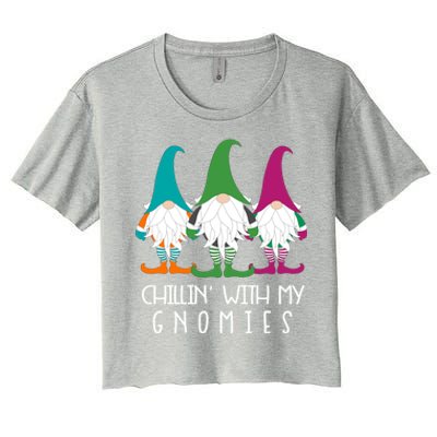 Chillin With My Gnomies Garden Gnome Lawn Care Christmas Gift Women's Crop Top Tee