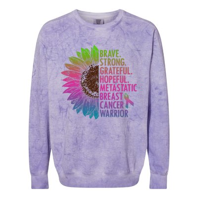 Care Warrior Metastatic Breast Cancer Ribbon Awareness Colorblast Crewneck Sweatshirt