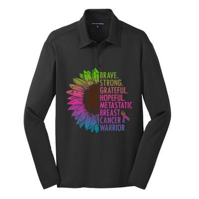 Care Warrior Metastatic Breast Cancer Ribbon Awareness Silk Touch Performance Long Sleeve Polo