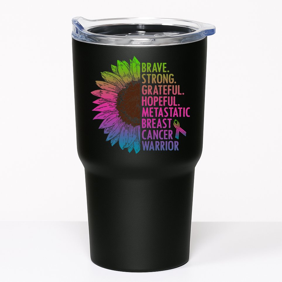 Care Warrior Metastatic Breast Cancer Ribbon Awareness Tumbler
