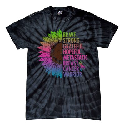 Care Warrior Metastatic Breast Cancer Ribbon Awareness Tie-Dye T-Shirt