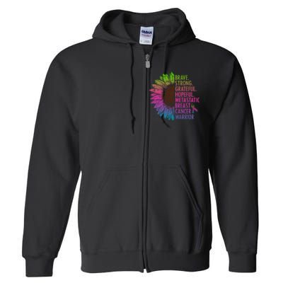 Care Warrior Metastatic Breast Cancer Ribbon Awareness Full Zip Hoodie