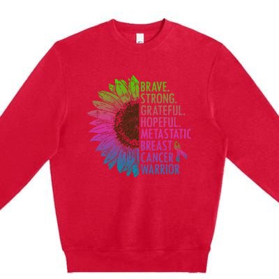 Care Warrior Metastatic Breast Cancer Ribbon Awareness Premium Crewneck Sweatshirt