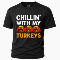 Chilling With My Turkeys Happy Thanksgiving Cooling Performance Crew T-Shirt