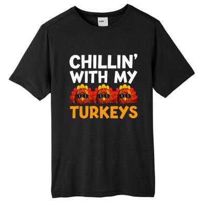 Chilling With My Turkeys Happy Thanksgiving Tall Fusion ChromaSoft Performance T-Shirt