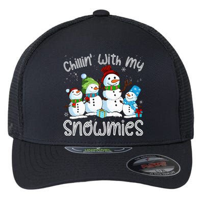 Chillin With My Snowmies Ugly Snowman Xmas Flexfit Unipanel Trucker Cap