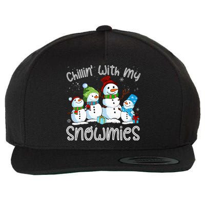 Chillin With My Snowmies Ugly Snowman Xmas Wool Snapback Cap