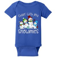 Chillin With My Snowmies Ugly Snowman Xmas Baby Bodysuit