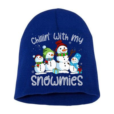 Chillin With My Snowmies Ugly Snowman Xmas Short Acrylic Beanie