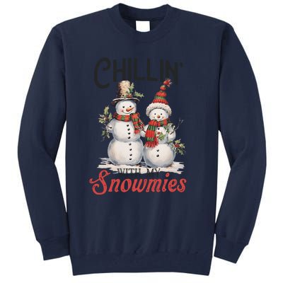 Chillin With My Snowmies | Vintage Christmas Snowmen Tall Sweatshirt