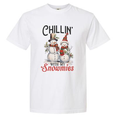 Chillin With My Snowmies | Vintage Christmas Snowmen Garment-Dyed Heavyweight T-Shirt