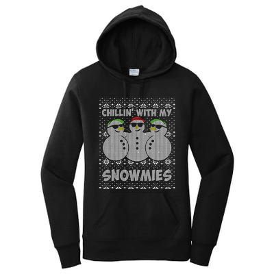 Chillin With My Snowmies Funny Ugly Christmas Women's Pullover Hoodie