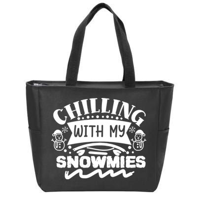 Chilling With My Snowmies Winter Zip Tote Bag