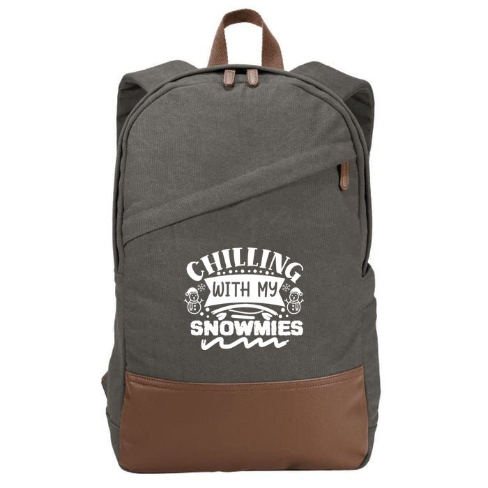 Chilling With My Snowmies Winter Cotton Canvas Backpack